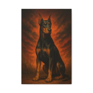 Inferno Doberman Canvas Wall Art Bold Guard Dog Portrait