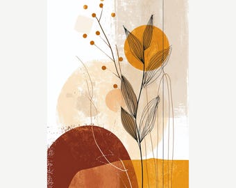 Beyond – Wabi-Sabi Abstract Botanical Art | Japandi Wall Print | Earthy Minimal Decor