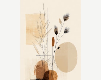 Wabi-Sabi Still Life – Minimalist Botanical Line Art | Japandi Wall Art | Calm Neutral Decor