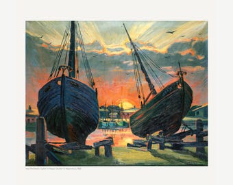 Max Pechstein – Cutter for Repair (1933) | Expressionist Maritime Scene Fine Art Print