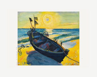 Max Pechstein – Boat at Sunrise (1949) | Expressionist Seascape Fine Art Print