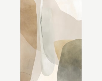 Floating Earth (Stone) – Japandi Minimal Abstract Print | Neutral Wall Art