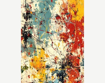 Pollock’o’Motion I – Jackson-Pollock-inspired Abstract Expressionist Print | Dynamic Wall Art in Red, Yellow & Blue