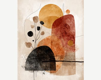 Earth Sun Moon – Wabi Sabi Abstract Art Print | Japandi Wall Decor