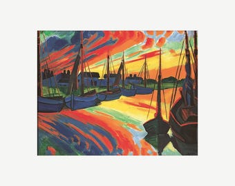 Max Pechstein – Harbor of Leba (1922) | Expressionist Harbor Fine Art Print