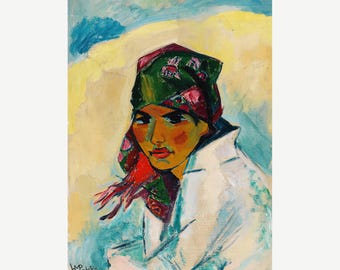Max Pechstein – Lotte with Headscarf (1919) | Expressionist Portrait Fine Art Print