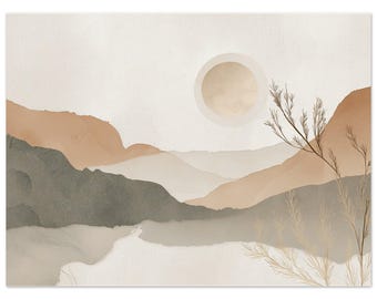 Quiet Mountains – Japandi Landscape Wall Art | Minimal Mountain Print