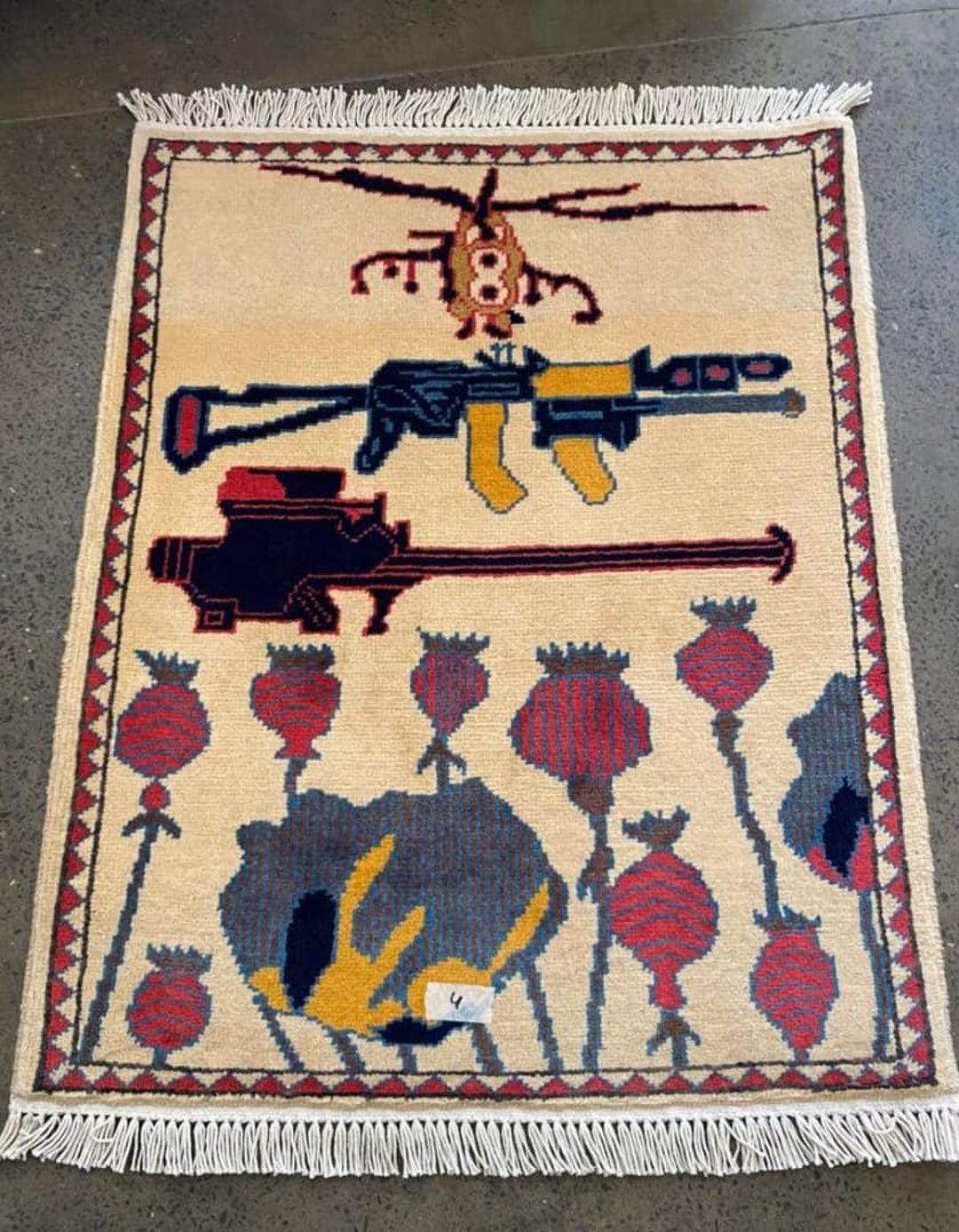 Handmade Afghan War Rug: Soviet-afghan Opium Design Wool Area Rug (82 ...