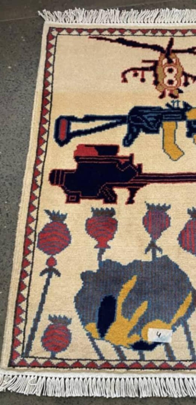Handmade Afghan War Rug: Soviet-afghan Opium Design Wool Area Rug (82 ...