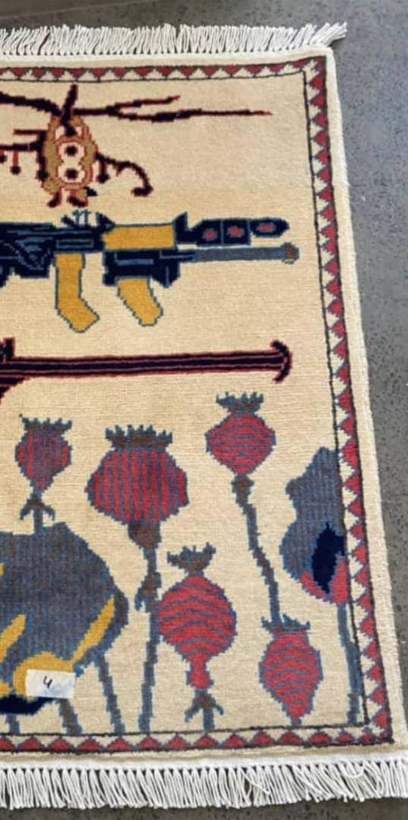 Handmade Afghan War Rug: Soviet-afghan Opium Design Wool Area Rug (82 ...