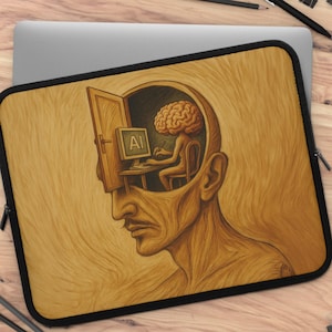 AI Brain Art Laptop Sleeve | Surreal Mind Illustration Neoprene Cover