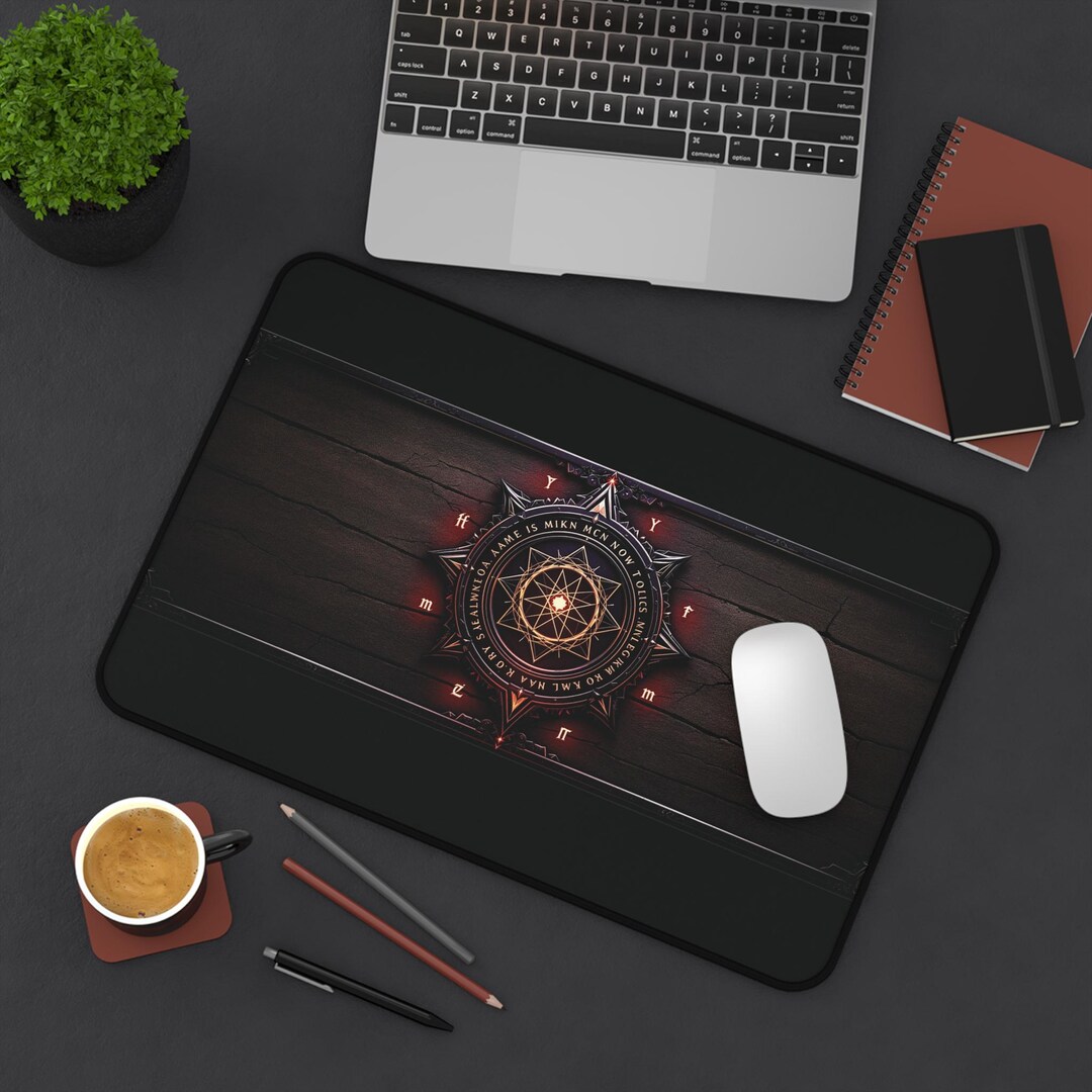Magic Rune Mat Cap Gothic Norse Rune Desk Mat, Viking Sigil Large Mousepad, Non-slip ...