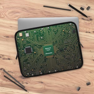 Personalized Green Circuit Board Laptop Sleeve, Motherboard MacBook Cover, Programmer Gift, Tech Laptop Bag