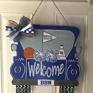 Kentucky Farmhouse Truck Wildcats Door Hanger