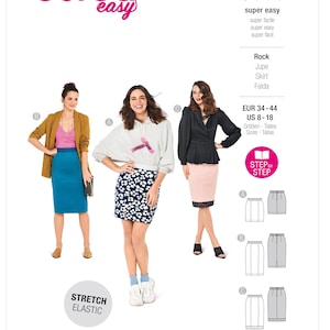 Burda 6112 Sewing Pattern Women Skirt Pattern UNCUT Size 8 - 18 Factory Folded Pull On Skirt Pattern Burda Sewing Couture Stretch Skirt
