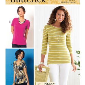 Patron Butterick 6848 Haut en tricot pour femmes non coupé plié en usine Taille 16 - 24