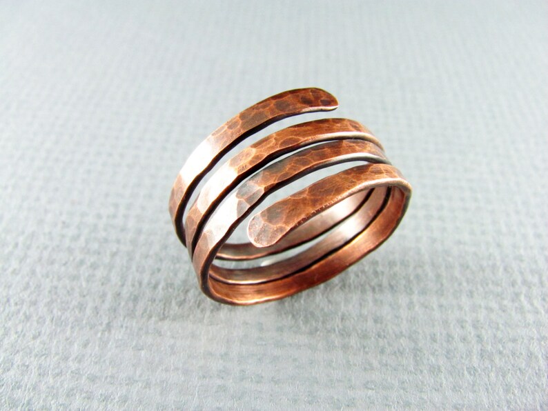 Wire Wrapped Copper Coil Band Boho Ring Wire Wrap Jewelry Bohemian Adjustable Ring