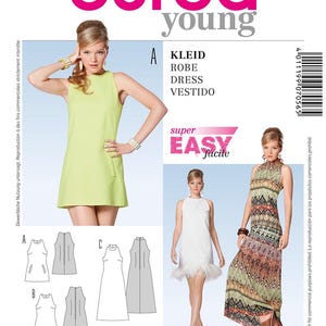 Patrón de costura Burda 7056 Patrón de vestido de mujer SIN CORTAR Plegado de fábrica Talla 6-18 Patrón de costura fácil Vestido recto Patrón Burda Sin mangas