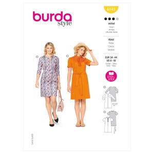 Burda 6143 Sewing Pattern Women Dress Pattern UNCUT Factory Folded Size 8 - 18 Easy Sewing Pattern Loose Dress Very Easy Sewing Pattern