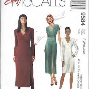 McCalls 9584 Sewing Pattern Women Dress UNCUT Factory Folded Size 18 - 22 Plus Size Dress Pattern Vintage Pattern 1990&#39;s Pattern