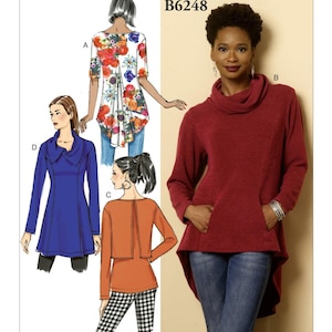 Butterick 6876 Sewing Pattern Women Top UNCUT Factory folded Size 8 - 16 Knit Top Butterick Pattern Tunic Pattern Long Top