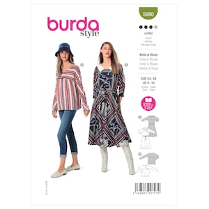 Burda 5980 Sewing Pattern Women Dress Pattern UNCUT Factory Folded Size 8 - 18 Burda Pattern Simple Dress Pattern Blouse Pattern