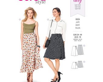 Burda 6340 Sewing Pattern Women Skirt Pattern UNCUT Size 8 - 18 Factory Folded Wrap Skirt Pattern Flowing Skirt Full Skirt Burda Pattern