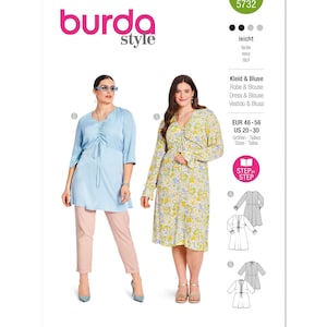 Burda 5732 Sewing Pattern Women Dress Pattern UNCUT Factory Folded Size 20 - 30 Plus Size Pattern Plus Size Dress Burda Sewing
