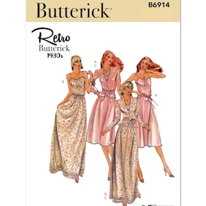 Butterick 6914 Sewing Pattern Women Dress Pattern UNCUT Factory Folded Size 6 - 14 Retro Pattern 80&#39;s Sewing Pattern Long Dress Vintage