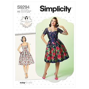 Simplicity 9294 Pattern Women Dress Pattern UNCUT Factory Folded Size 14 - 22 Retro Style 50's Dress Vintage Dress Pattern Plus Size Dress
