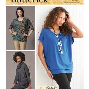 Butterick 6854 Sewing Pattern Women&#39;s Top Easy Sewing Project Size 16 - 24 UNCUT Factory Folded Women Knit Top Plus Size Top