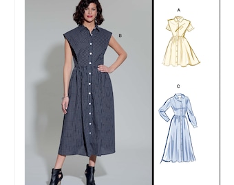 McCalls 8342 Sewing Pattern Women Dress Pattern UNCUT Factory Folded Size 8 - 16 Shirtdress McCalls Sewing Pattern Long Dress Sleeveless
