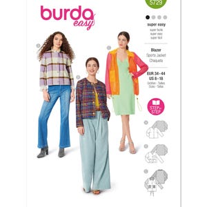Burda 5729 Sewing Pattern Women's Coat Pattern UNCUT Size 8  - 18 Jacket Pattern Burda Sewing Factory Folded Shacket pattern Burda Pattern