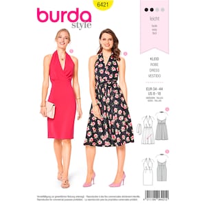 Patrón de costura Burda 6421 Patrón de vestido de mujer SIN CORTAR Plegado de fábrica Talla 8-18 Vestido halter Vestido cruzado Vestido sin mangas Costura Burda