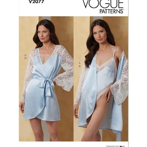 Padrão de costura Vogue 2077, padrão de lingerie feminina sem cortes, dobrado na fábrica, tamanho 16-14, padrão fácil, padrão feminino, padrão de pelúcia, padrão de robe