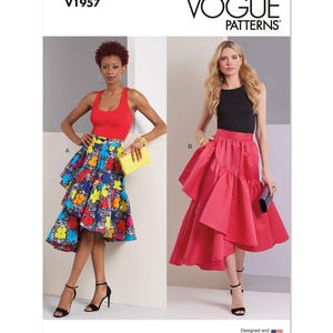 Vogue 1957 Symönster Storlek 8-16 Oklippt Fabriksvikt Damkjol Mönster Enkelt Syprojekt Asymmetrisk Kjol Volangkjol