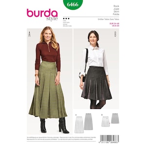 Burda 6466 Sewing Pattern Women Skirt Pattern UNCUT Factory Folded Size 8 - 20 Plus Size Skirt Long Skirt Pleated Skirt Burda Pattern