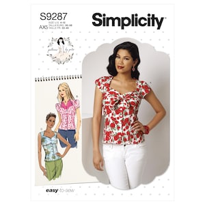 Simplicity 9287 Sewing Pattern Women Top Pattern UNCUT Size 4 - 12 Factory Folded Retro Style Blouse Simplicity Blouse Pattern Vintage