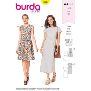 Burda 6339 Sewing Pattern Women Dress Pattern UNCUT Factory Folded Size 8 - 18 Easy Sewing Pattern Women Pattern Burda Sewing Pattern