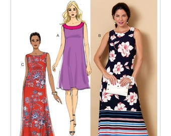 Butterick 6653 Sewing Pattern Women Dress Pattern UNCUT Factory Folded Size 14 - 22 Plus Size Dress Plus Size Pattern Long Dress Sleeveless