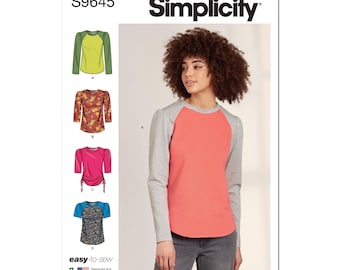 Simplicity 9645 Sewing Pattern Women's Top UNCUT Factory Folded Size 6 - 26 Plus Size Top Pattern T-Shirt Pattern Raglan Sleeve Top