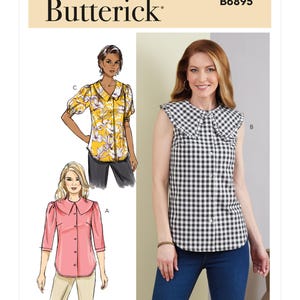 Butterick 6895 Patron de haut pour femme sans découpe Taille 18 - 26 Haut grande taille plié en usine Modèle de chemisier grande taille Modèle de chemise