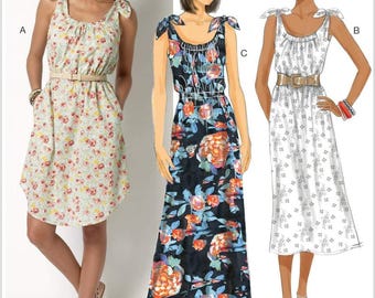 Butterick 6205 Sewing Pattern Women Dress Pattern Easy Sewing Project UNCUT Size 4  - 14 beginner Sewing Round Neck Pull Over Dress