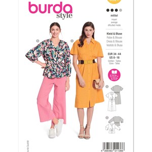 Burda 5921 Sewing Pattern Women Dress Pattern UNCUT Factory Folded Size 8 - 18 Burda Pattern Simple Dress Pattern Blouse Pattern
