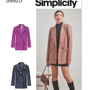 Simplicity 9825 Sewing Pattern Womens Jacket Pattern UNCUT Size 8  - 16 Blazer Pattern Factory Folded Simplicity Pattern