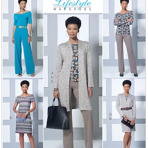 Cartamodello Butterick 6495 per giacca da donna, modello per pantaloni, modello non tagliato, taglia 16-26, modello per pantaloni da yoga, modello per abito in maglia, modello per maglietta