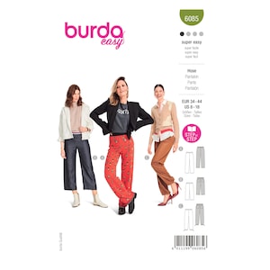 Burda 6085 Sewing Pattern Women Pants Pattern UNCUT Factory Folded Size 8 - 18 Easy Pattern Sewing Project Yoga Pants Pull On Pants