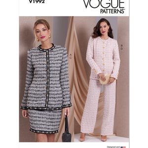 Vogue 1992 Sewing Pattern Women Pants Pattern Jacket Pattern Skirt Pattern UNCUT Size 18 - 26 Suit Pattern Vogue Sewing Chanel Style