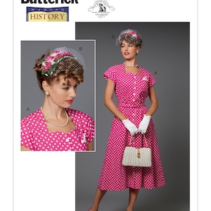 Butterick 6672 Sewing Pattern Women Dress Pattern UNCUT Factory Folded Size 14 - 22 Retro Style 1940's Dress Vintage Dress Pattern