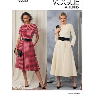 Vogue 2046 Sewing Pattern Women Dress Pattern UNCUT Factory Folded Size 4 - 12 Fit and Flare Dress Vogue Pattern Long Dress Fancy Dress
